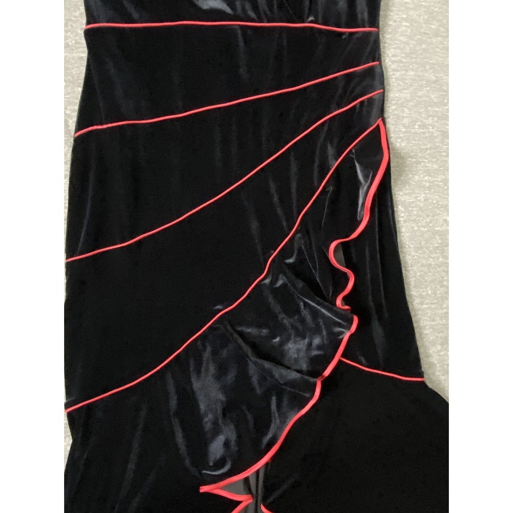 Vintage Niki Livas Dress 14W Black Red Velvet Whimsigoth Halter HOCO Vamp Formal - Picture 12 of 16